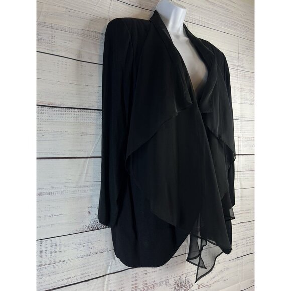 Michael Marcella Vintage Ruffle Black Blazer Cocktail 80s Women Career L - Picture 2 of 12
